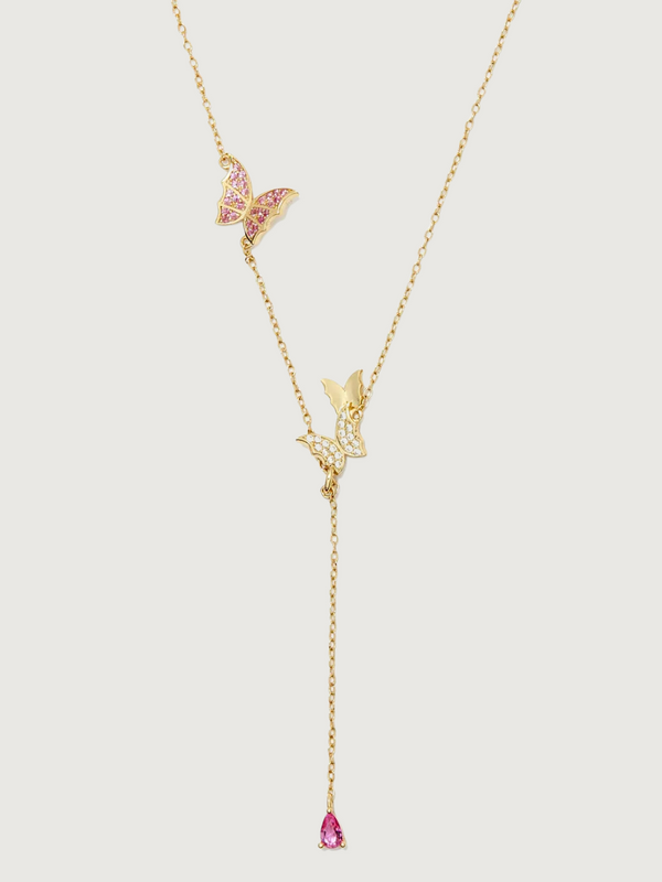 Astrid Lariat Necklace in 18K Gold Plated Sterling Silver