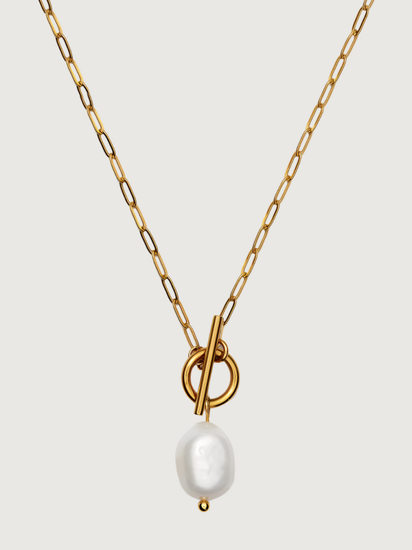 Bella Baroque Pearl Necklace in Stainless Steel with 18K Gold Plating
