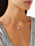 Alternate View of Model Wearing Belle Snowflake Necklace in Sterling Silver Fixed Length 925 Metal One Size 3.2gms