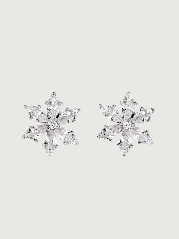 Belle Snowflake Earrings in Sterling Silver