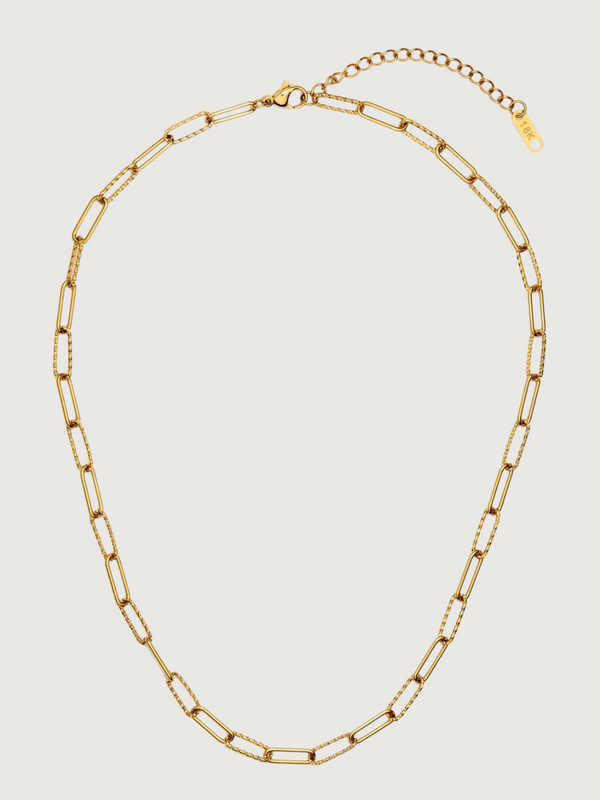 Celine Paperclip-Halskette aus 18 Karat vergoldetem Edelstahl