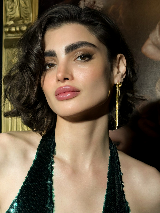 Model Wearing Clara Tassel Earrings in 18K Gold Plating Jewelry for Pierced Ears Plated Copper 18k 925 Sterling Silver Metal One Size 15.5gms