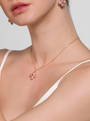 Clover Flower Pendant Necklace in 18K Rose Gold Plated Sterling Silver