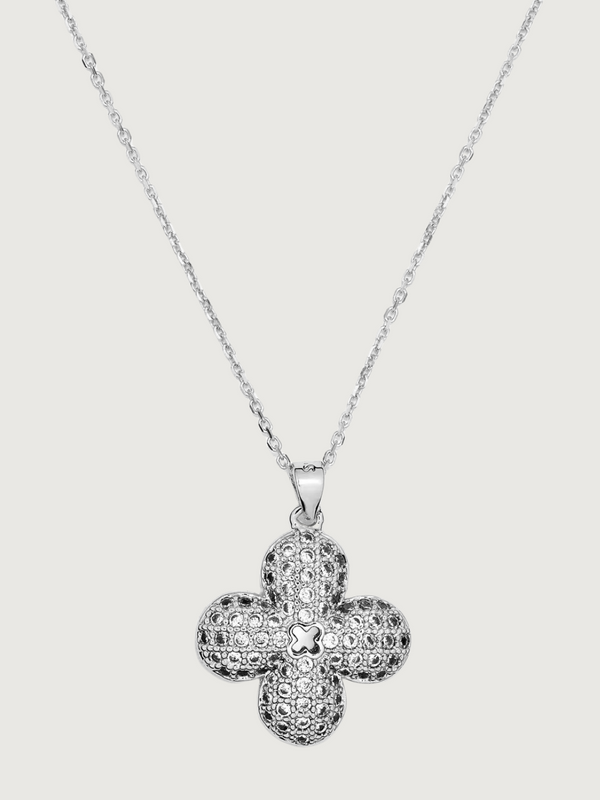Clover Flower Pendant Necklace in Sterling Silver