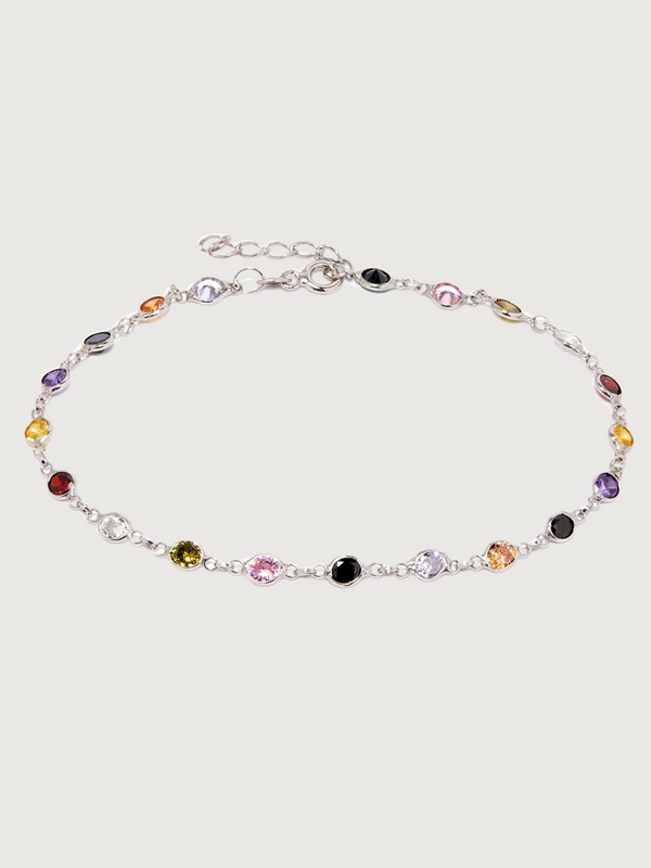 Cora Rainbow Bracelet in Rhodium Plated Sterling Silver