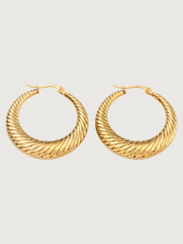 Dora Hoop Earrings in Stainless Steel with 18k Gold Plating