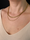 Alternate View of Model Wearing Duo Layered Necklace in 18k Gold-Plated Metal Adjustable Length Gold Plated Steel | Hypoallergenic Tarnish Resistant Sweat Water Eco - Friendly One Size 12.3gms