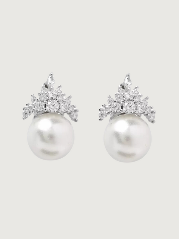Eleanor Pearl Drop Earrings in Sterling Silver