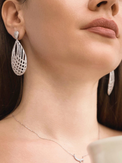 Alternate View of Model Wearing Emily Drop Earrings in Rhodium-Plated Metal Jewelry for Pierced Ears Rhodium Plated Copper Stone 925 Sterling Silver One Size 20.9gms