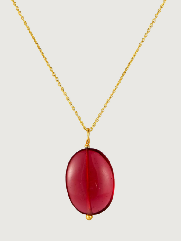 Gold-Plated Tumble Stone Pendant Necklace