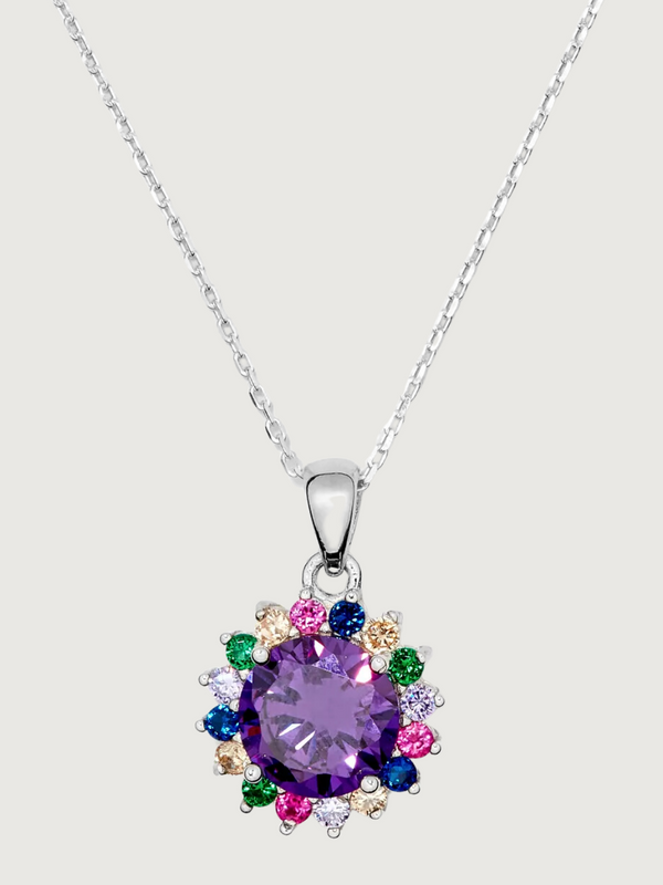 Iris Amethyst Necklace in Sterling Silver