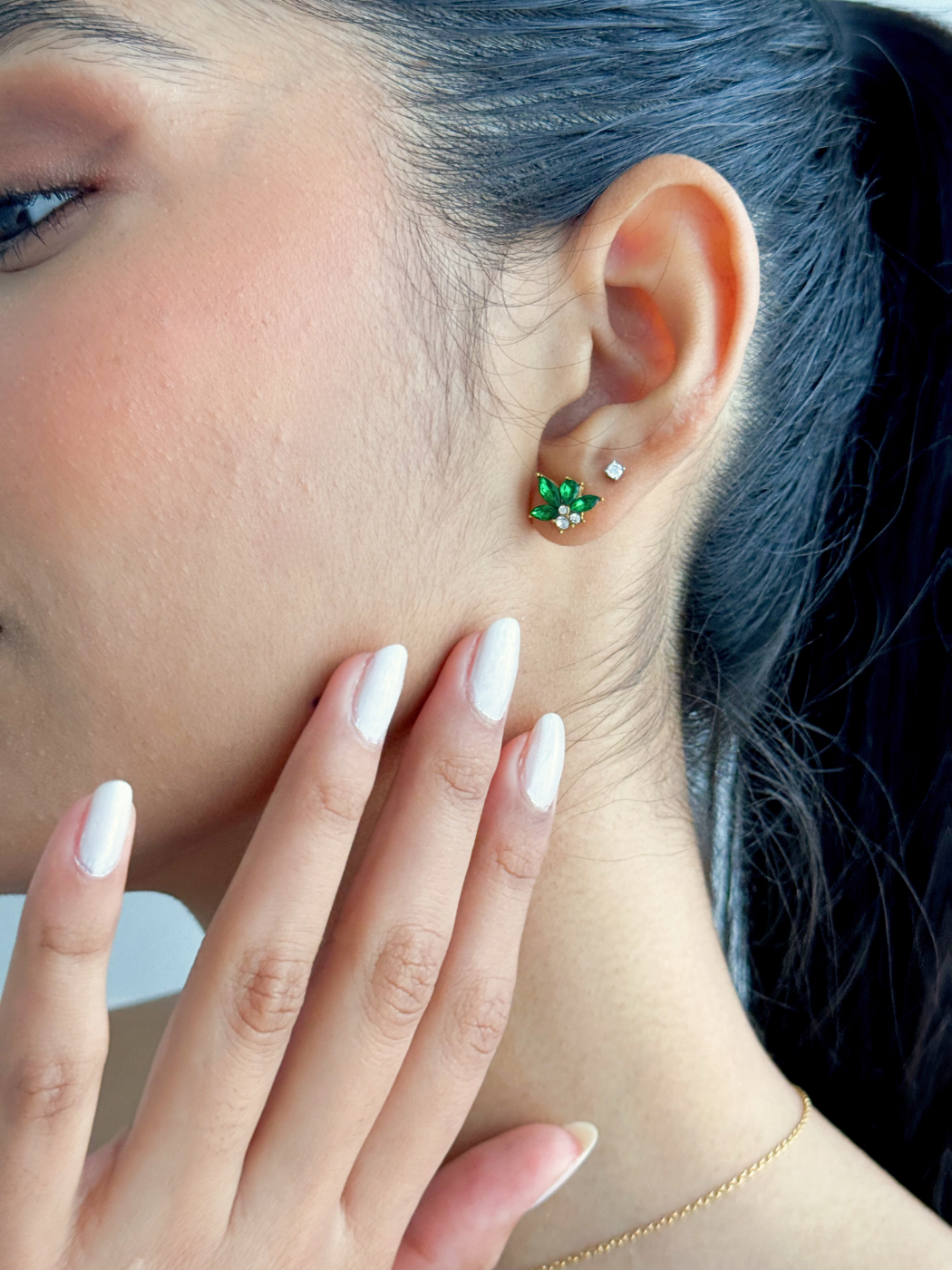 Alternate View of Model Wearing Jayda Pendant & Earrings in 18k Gold Plated Metal Jewelry for Pierced Ears Steel | Hypoallergenic Tarnish Resistant Sweat Water One Size 4gms Yellow