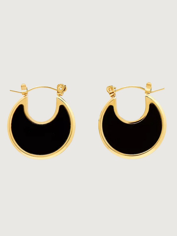 Joana Black Hoop earrings in 18k Gold Plated Stainless steel