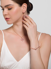 Model Wearing Lara Bracelet - Rose Gold Adjustable Length 18k Plated 925 Sterling Silver Metal One Size 5.4gms