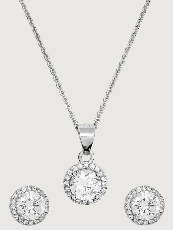 Lia Pendant Necklace & Stud Earrings Set in Sterling Silver