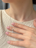 Model Wearing Lia Pendant Necklace & Stud Earrings Set in Sterling Silver Fixed Length 925 Metal Stone One Size 3.2gms