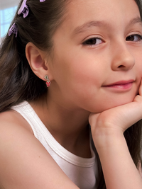 Model Wearing Little Princess Butterfly Dangle Earrings in Sterling silver Jewelry for Pierced Ears 925 Silver Metal One Size 1.8gms