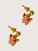 Rear View of Little Princess Butterfly Earrings in 18K Gold Plated Sterling Silver Jewelry for Pierced Ears 18k 925 Metal One Size 1.8gms