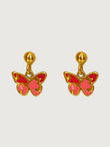 Front View of Little Princess Butterfly Earrings in 18K Gold Plated Sterling Silver Jewelry for Pierced Ears 18k 925 Metal One Size 1.8gms
