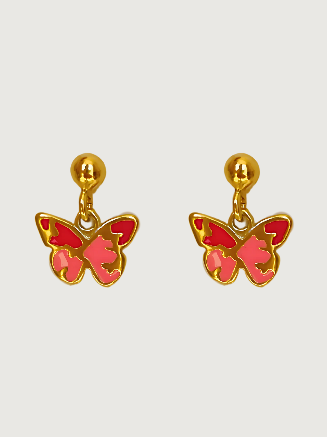 Front View of Little Princess Butterfly Earrings in 18K Gold Plated Sterling Silver Jewelry for Pierced Ears 18k 925 Metal One Size 1.8gms