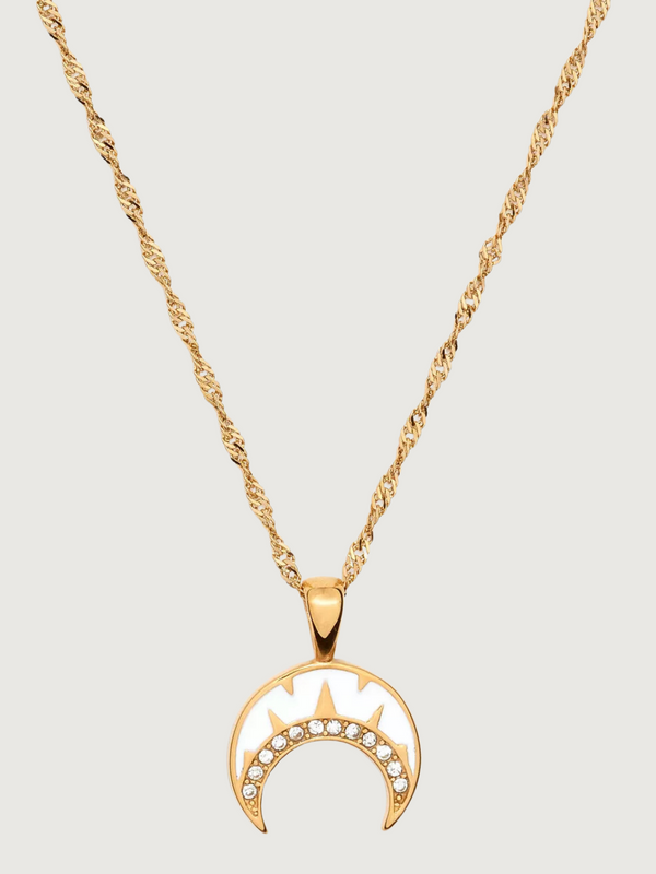 Mina Moonbeam Pendant Necklace in Stainless Steel with 18K Gold Plating