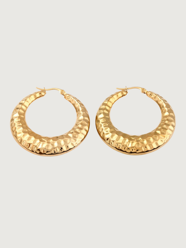 Mona Hammered Hoops in Tarnish Free Stainless Steel