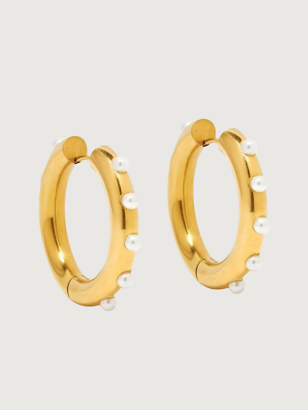 Perla Hoop Earrings in Stainless Steel with 18K Gold Plating