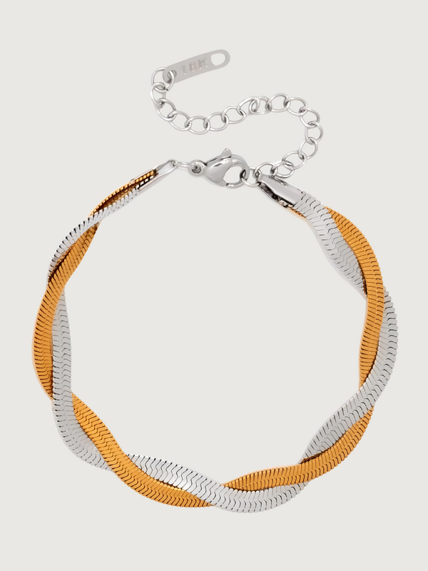 Raia Zweifarbiges Ripple-Armband aus Edelstahl mit 18-Karat-Vergoldung