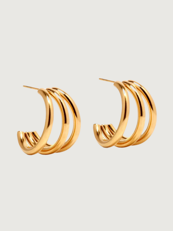 Sasha Sun Glitter Waterproof Hoop Earrings in Stainless Steel with 18K Gold Plating