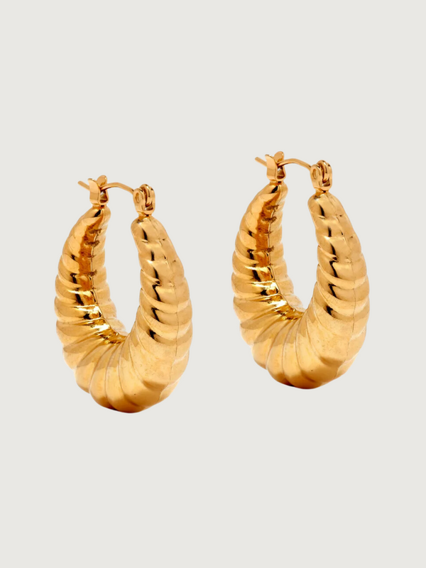 Seashell Hoop Earrings in Tarnish Free Stainless Steel with 18K Gold Plating