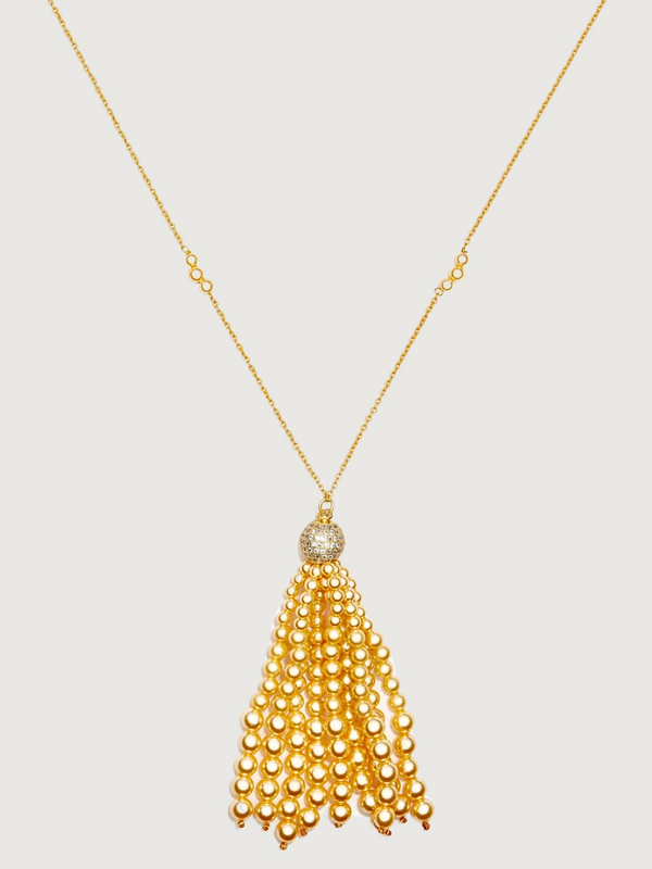 Selina Pearl Tassel Necklace in 18K Gold Plated Sterling Silver