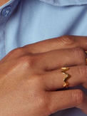 Alternate View of Model Wearing Sofia Ring in 18K Gold Plated Sterling Silver Open-Adjustable-Resizable 18k 925 Metal One Size 1.4gms