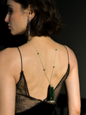 Alternate View of Model Wearing Soha Tassel Necklace in 925 Sterling Silver Adjustable Length Rhodium Plated Brass Metal Stone One Size 25.2gms
