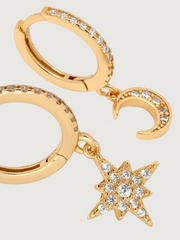 Stella Crescent & Star Earrings in 18kt Gold-plated Sterling Silver