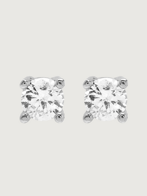 Tia Stud Earrings in Sterling Silver Jewelry for Pierced Ears 925 Metal Stone One Size 0.3gms
