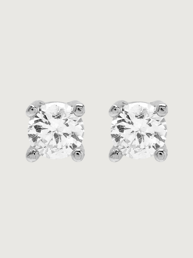 Tia Stud Earrings in Sterling Silver Jewelry for Pierced Ears 925 Metal Stone One Size 0.3gms