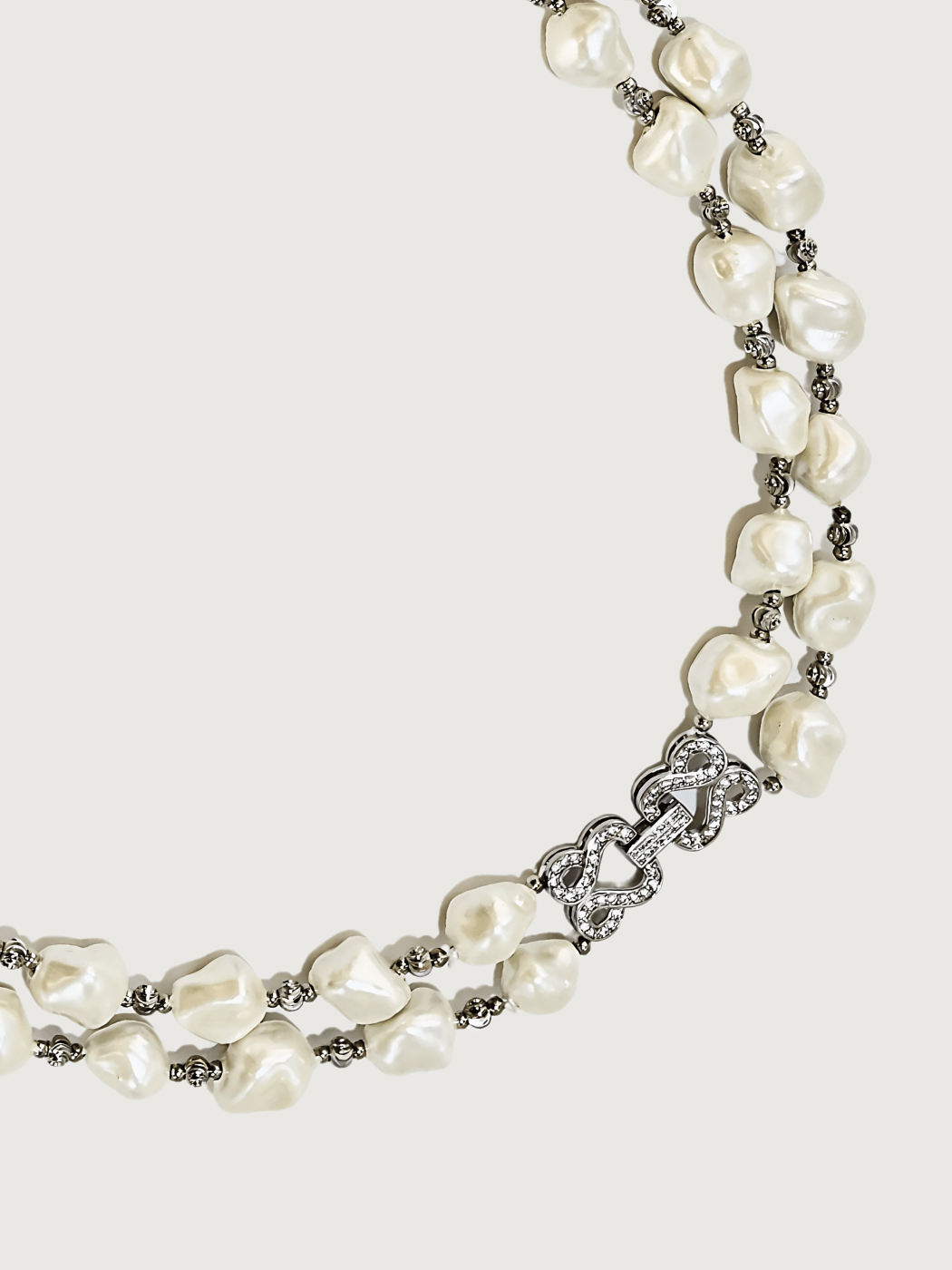 Rear View of Mariam Pearl Necklace Comfort Fit Rhodium Plated Brass One Size 90.5gms