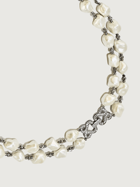 Rear View of Mariam Pearl Necklace Comfort Fit Rhodium Plated Brass One Size 90.5gms