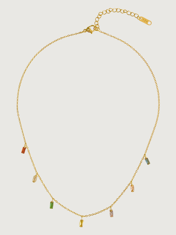 Front View of Kiara Charm Necklace in 18k Gold-Plated Metal Adjustable Length Gold Plated Steel | Hypoallergenic Tarnish Resistant Sweat Water Eco - Friendly One Size 2.6gms