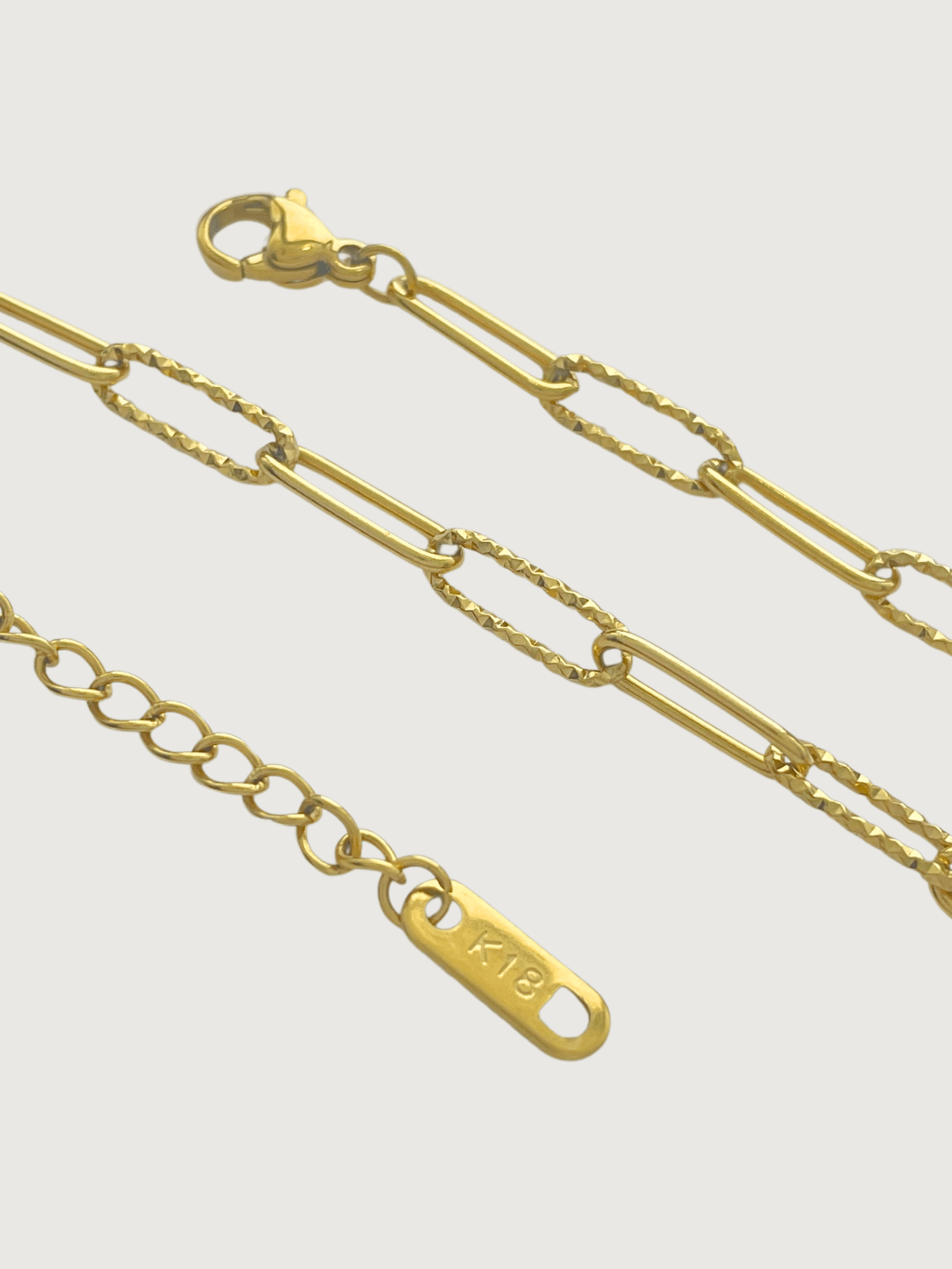Rear View of Celine Paperclip Bracelet in 18K Gold Plated Metal Adjustable Length 18k Steel | Hypoallergenic Tarnish Resistant Sweat Water Eco - Friendly One Size 3.1gms