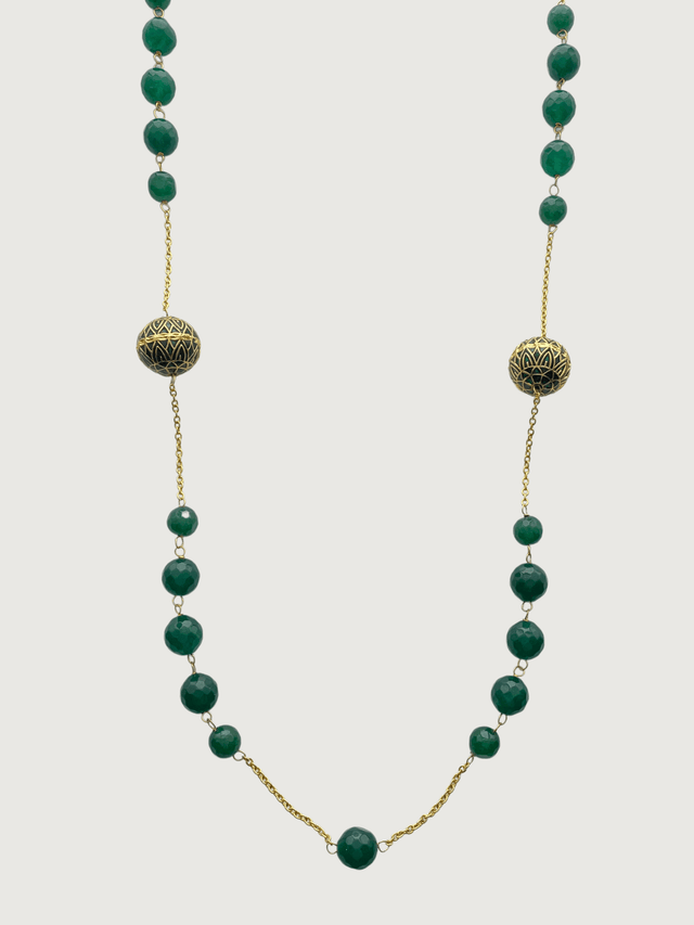 Front View of Azana Necklace in 18K Gold Plated Sterling Silver- Green Fixed Length 18k 925 Silver Metal Stone One Size 36.9gms