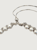 Rear View of Amelia Pearl Choker Necklace Adjustable Length 925 Sterling Silver Metal Stone One Size 82.9gms
