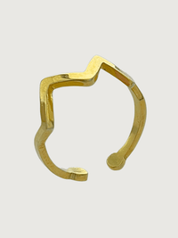 Closeup of Sofia Ring in 18K Gold Plated Sterling Silver Open-Adjustable-Resizable 18k 925 Metal One Size 1.4gms