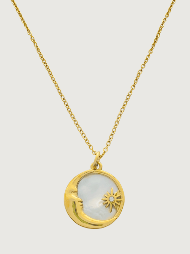 Front View of Nova Pendant Necklace in 18k Gold Plated Metal Adjustable Length Steel | Hypoallergenic Tarnish Resistant Sweat Water One Size 4.2gms