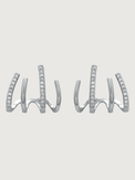 Front View of Carla Claw Stud Earrings in Sterling Silver Jewelry for Pierced Ears 925 Metal Stone One Size 2.4gms
