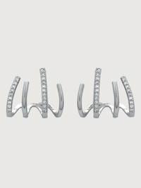Front View of Carla Claw Stud Earrings in Sterling Silver Jewelry for Pierced Ears 925 Metal Stone One Size 2.4gms