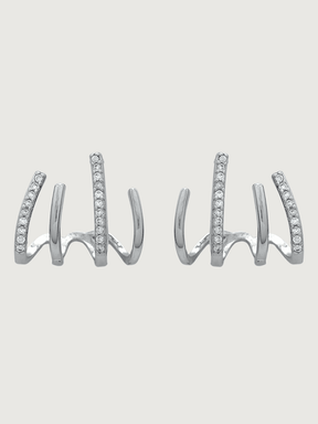 Front View of Carla Claw Stud Earrings in Sterling Silver Jewelry for Pierced Ears 925 Metal Stone One Size 2.4gms