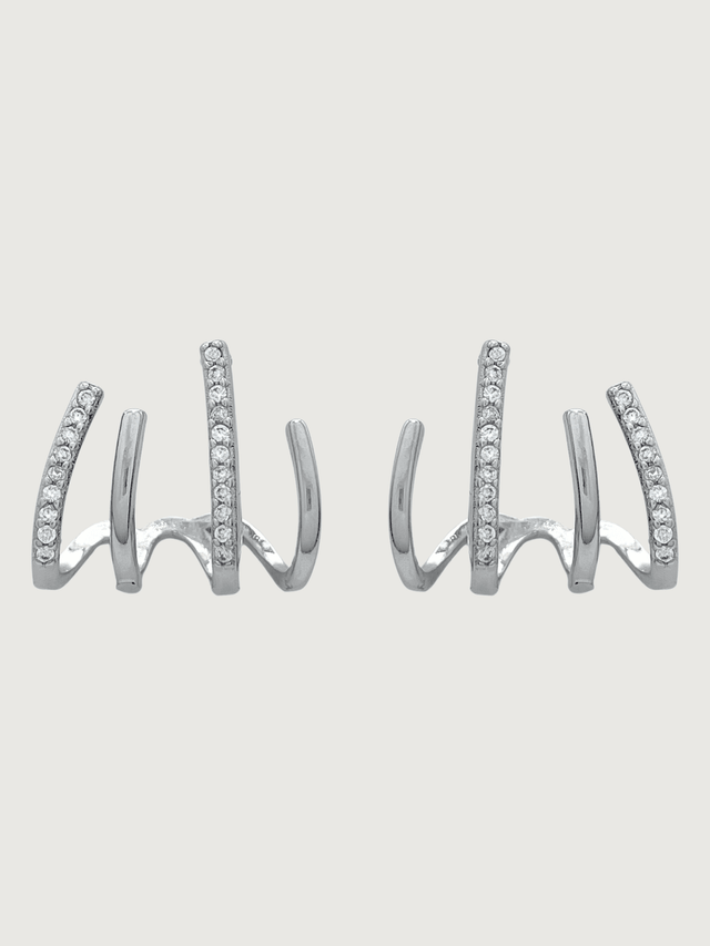 Front View of Carla Claw Stud Earrings in Sterling Silver Jewelry for Pierced Ears 925 Metal Stone One Size 2.4gms