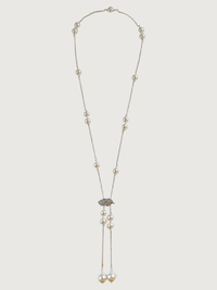 Rear View of Hailey Long Necklace in 925 Sterling Silver Adjustable Length Metal Stone One Size 29.2gms