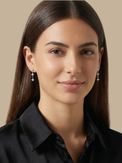 Model Wearing Irene Star Charm Dangle Earrings Jewelry for Pierced Ears 925 Sterling Silver One Size 1.2gms